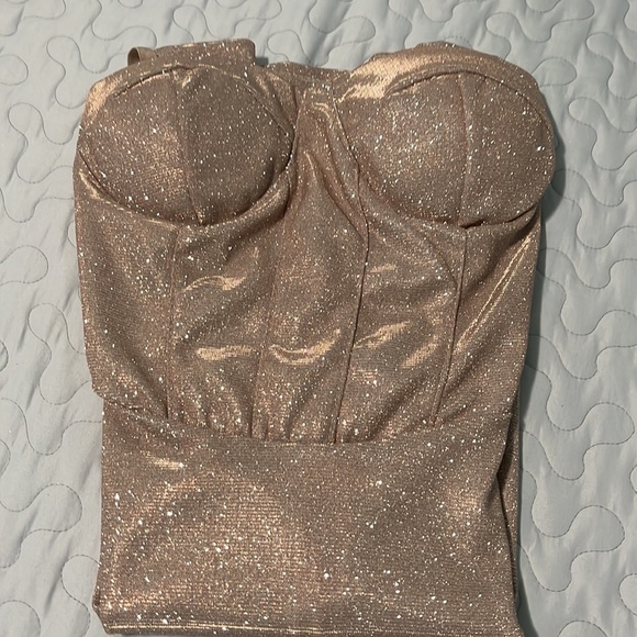 PARISIAN NUDE METALLIC BUST CUP DRESS SIZE M - Picture 8 of 8